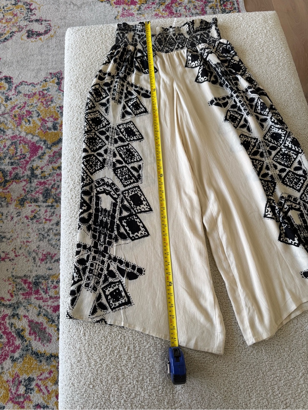 Free People Cream and Black Wide-Leg Palazzo Pants - Picture 3 of 7